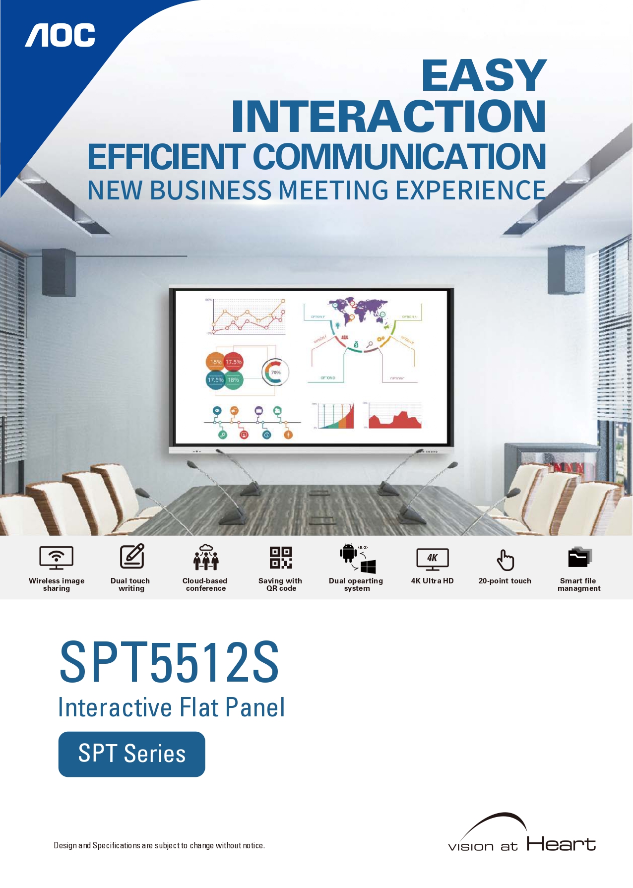 AOC SPT5512S Interactive Flat Panel SPT Series