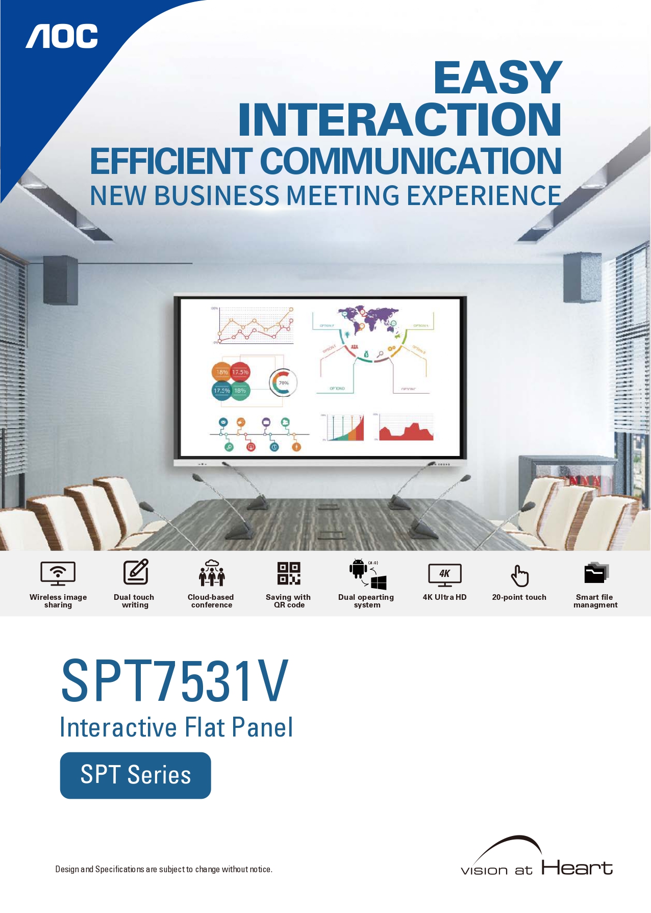 AOC SPT7531V Interactive Flat Panel SPT Series